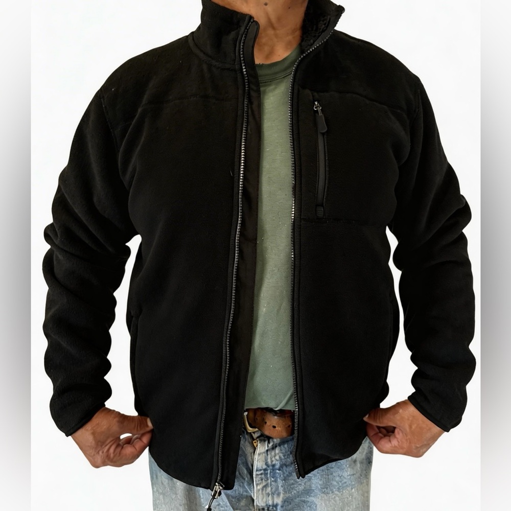 32 Degrees Men's Sherpa Lined Fleece Jacket Black Large - Picture 6 of 10